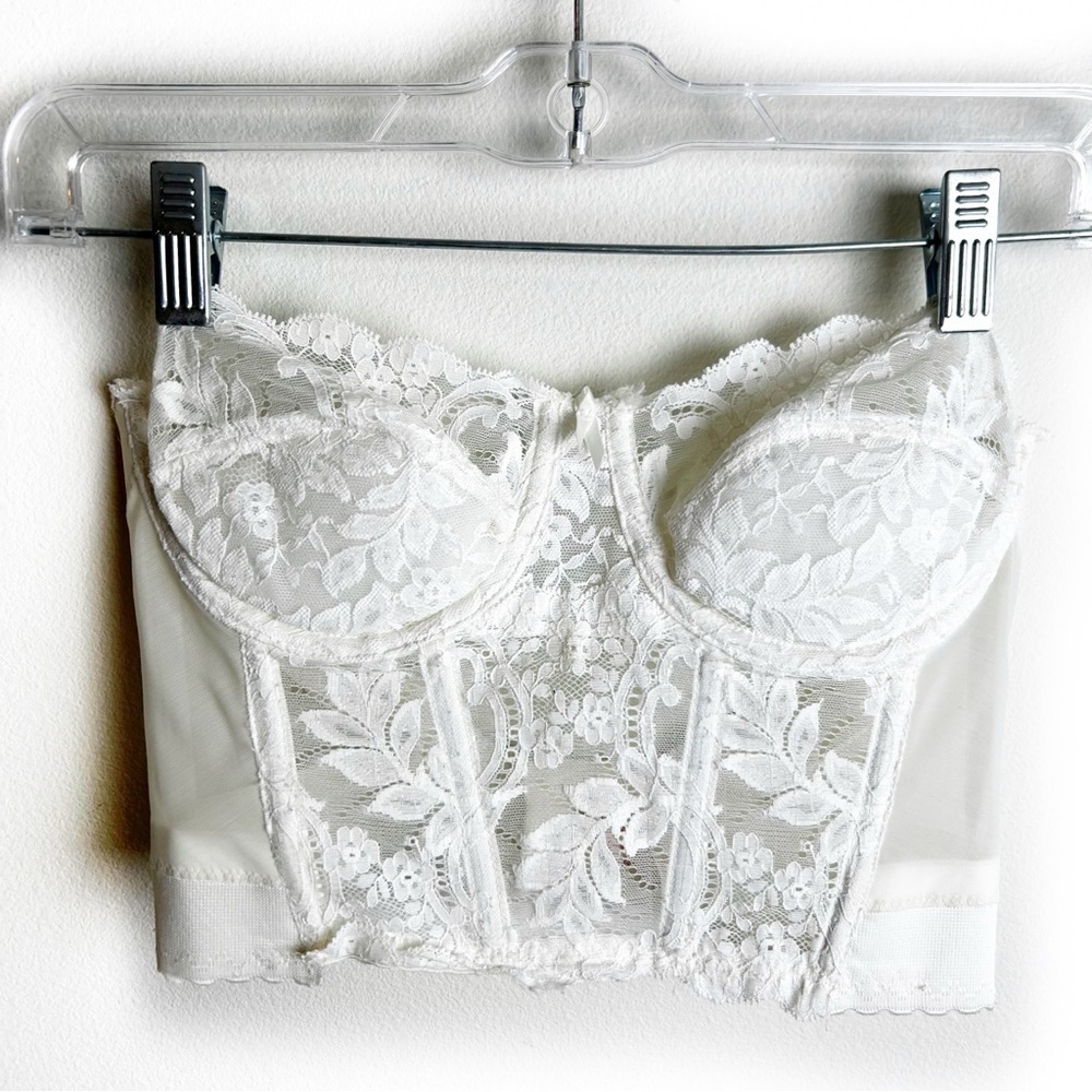 Fleur de Lace by Smoothie vintage corset white romantic bustier 34B